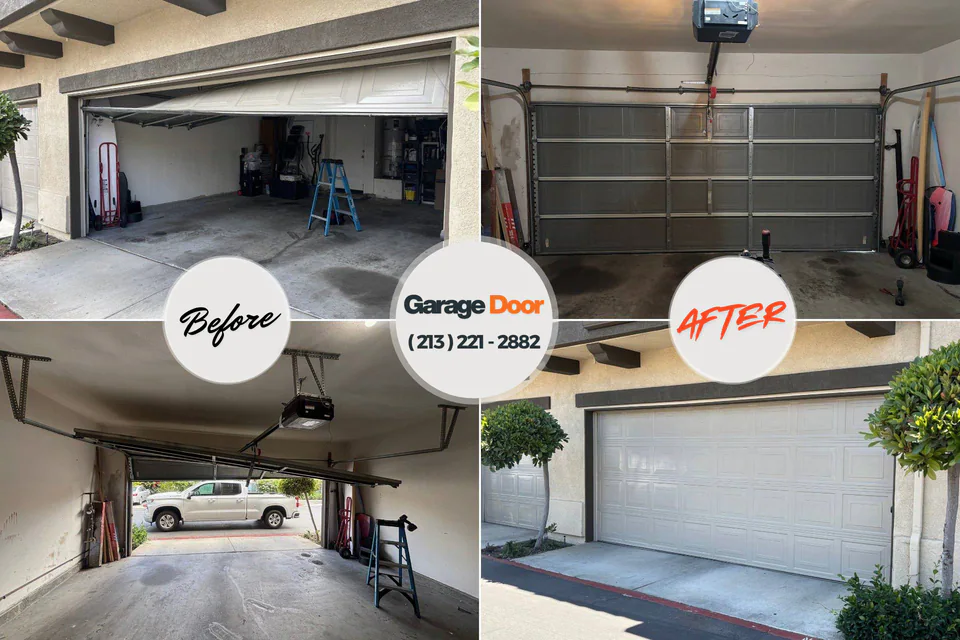 Before and after: garage door repair Eastland, TX